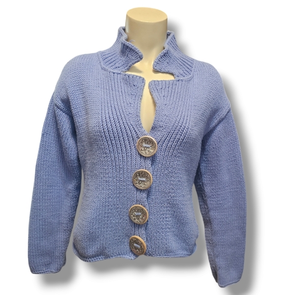 Pure handknit button up cardigan sweater. Medium - Picture 1 of 6